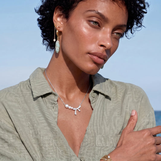 Trois Perles – Vitguld Halsband