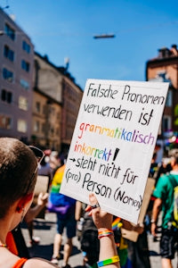 a person holding a sign